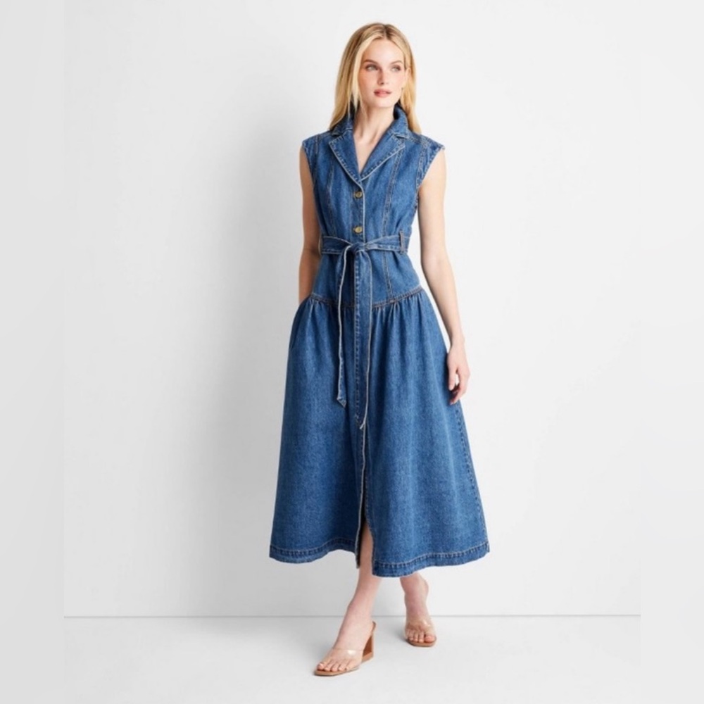 Jenee Naylor Future Collective Sleeveless Denim Dress Size 10